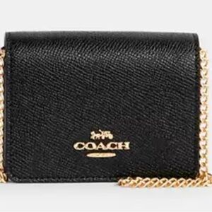 Coach Black Clutch with Gold Chain